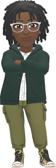 Illustrated avatar of Jasmine in a green hoodie, standing with her arms crossed