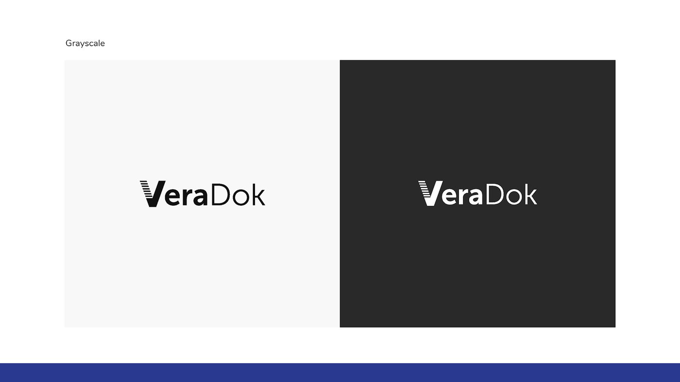 The VeraDok logo in black on light gray and in white on dark gray